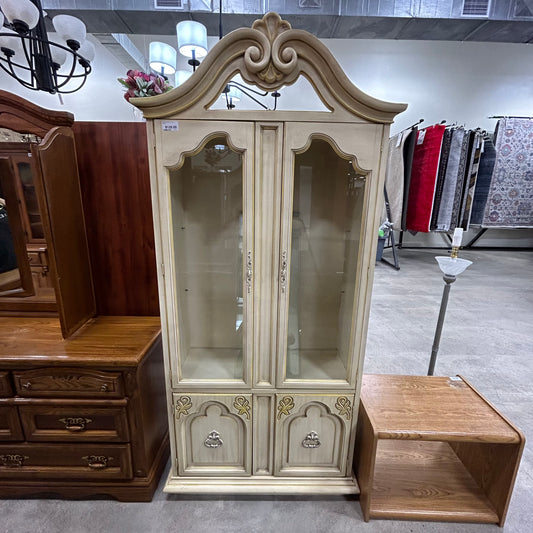 Aged Ivory Display Cabinet