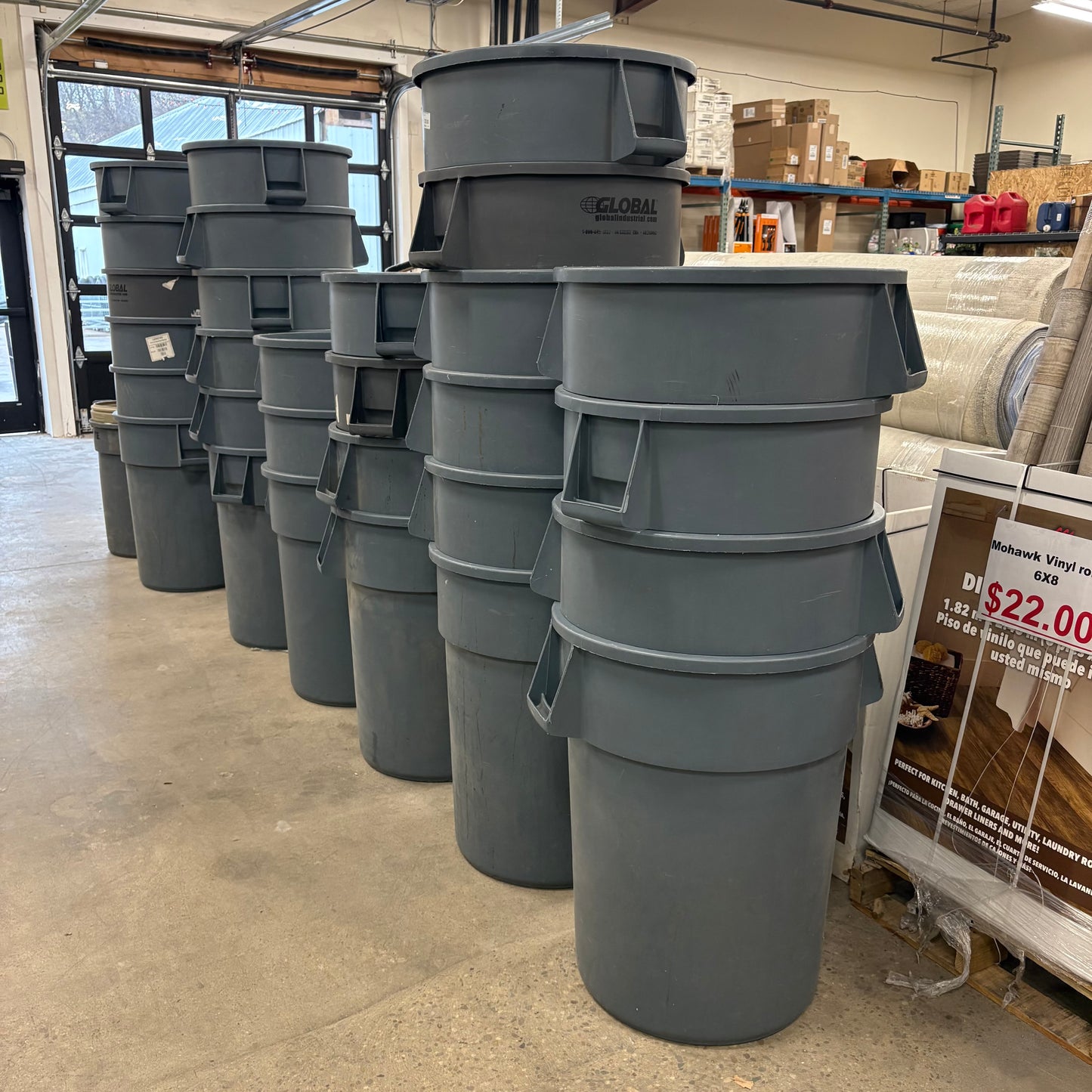 32-Gal Gray Round Trash Bin