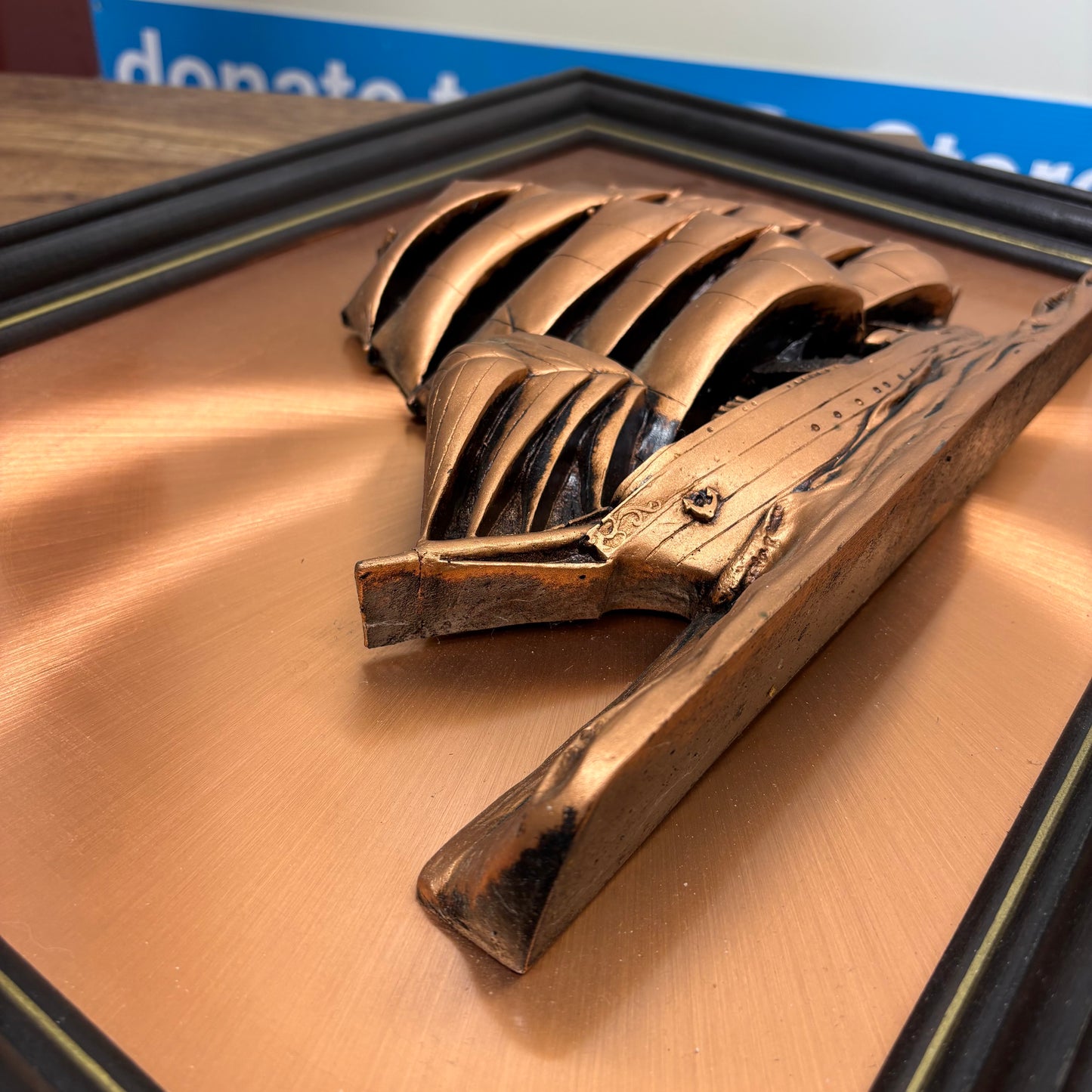 Framed Copper Ship Wall Art