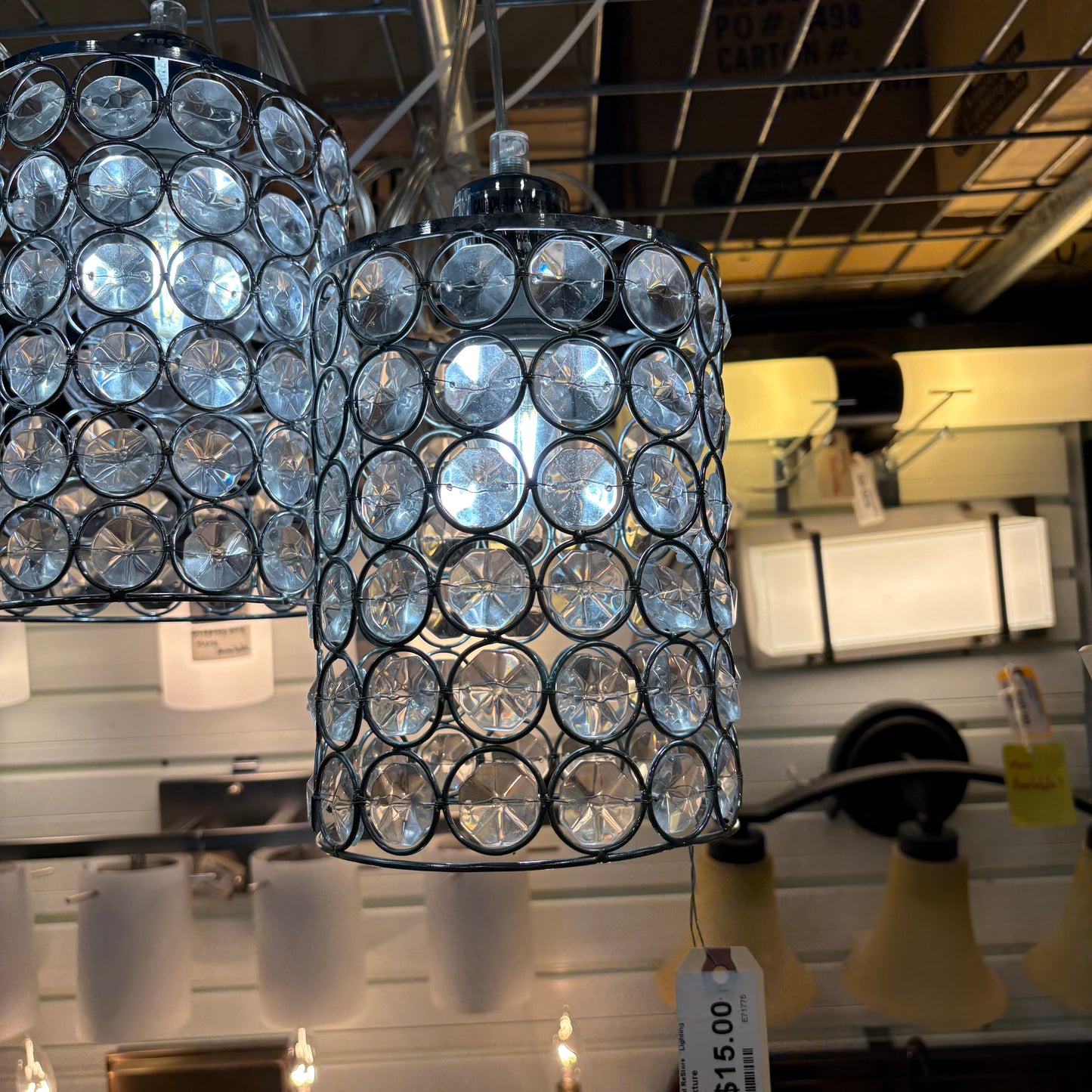 Caged Crystal Pendant Light