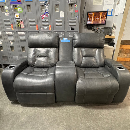 Grey Loveseat With Console