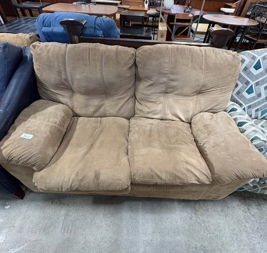 Tan Microfiber Loveseat Sofa