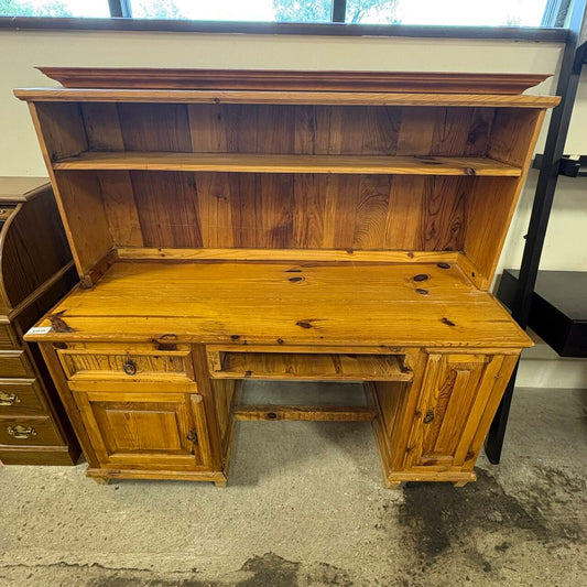 Rustic Pine Desk & Hutch