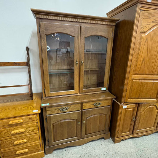 Oak China Hutch w/ Glass