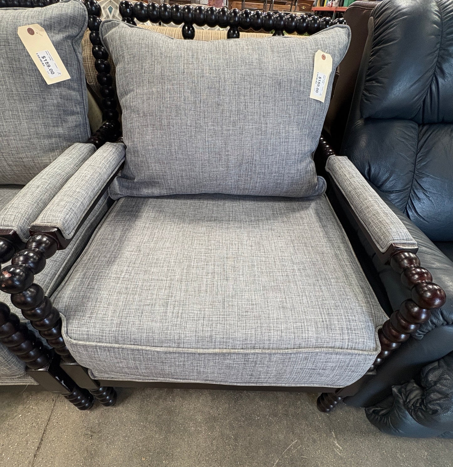 Gray Spindle Arm Accent Chair