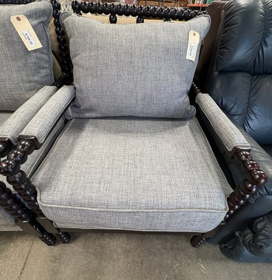 Gray Spindle Arm Accent Chair