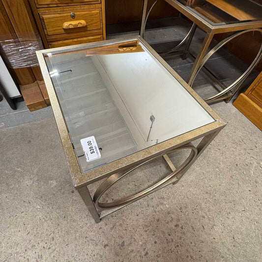 Gold Glass-Top End Table