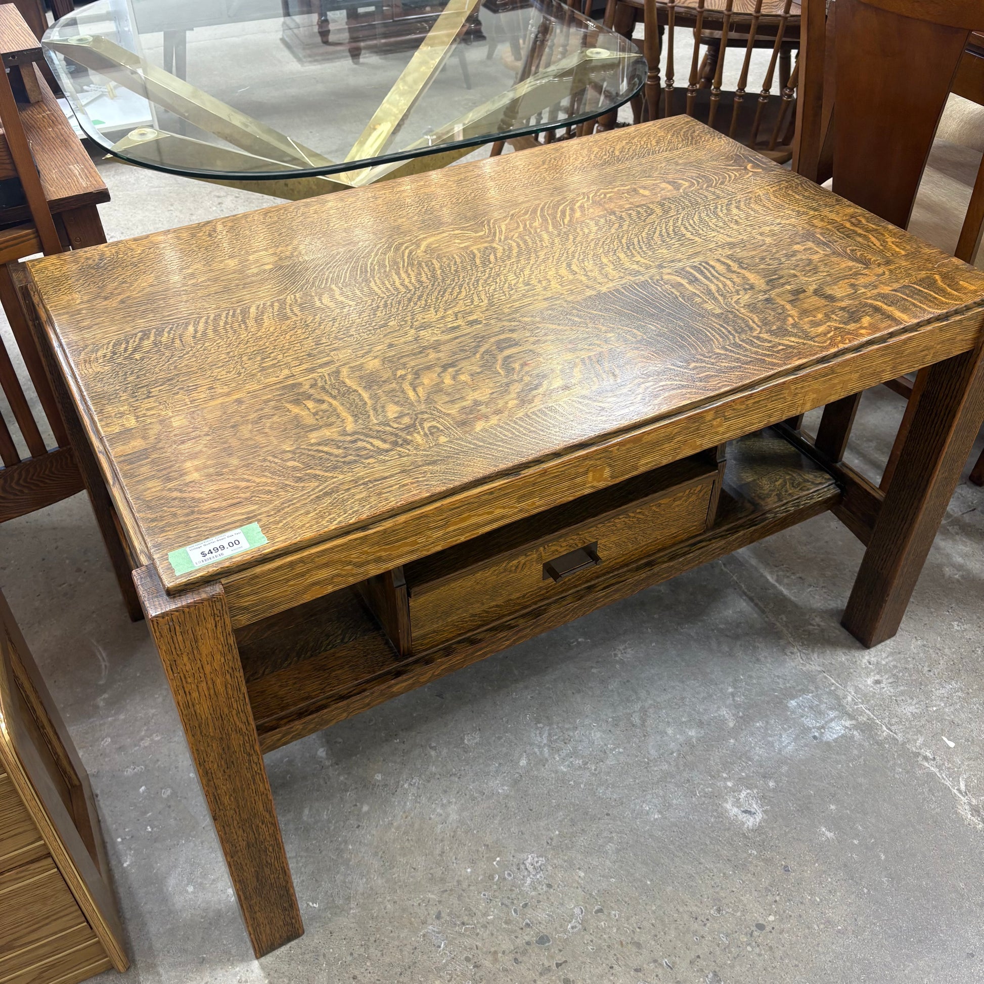 Vintage Oak Qtr Sawn Table TRUE