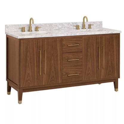61" Walnut Vanity w/Marble Top