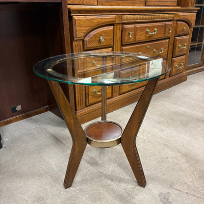 MCM-Style Glass-Top End Table