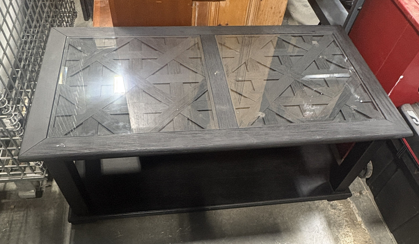 Black Woven Glass Coffee Table