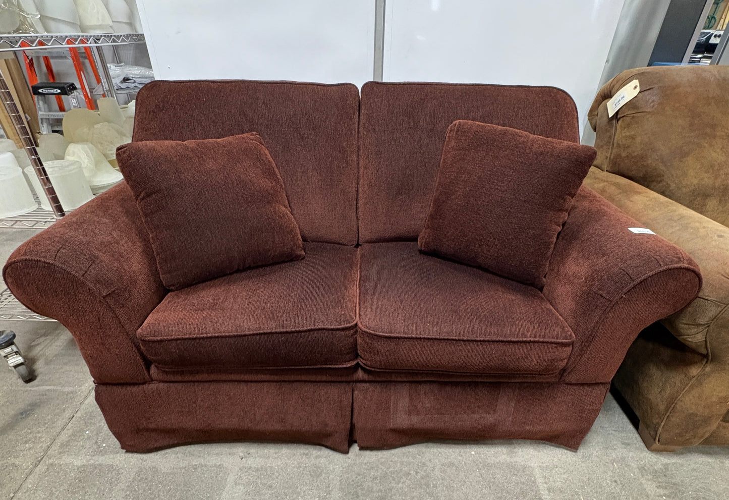 Burgundy Brown Loveseat