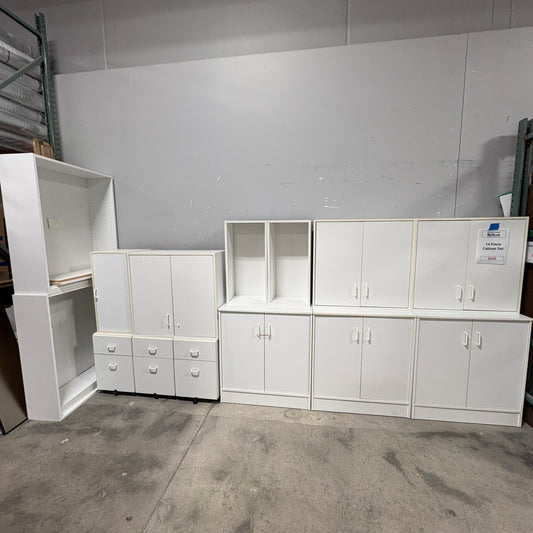 14-Piece White Cabinet Set