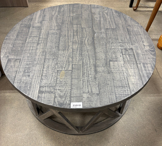 Round Gray Wood Coffee Table FALSE