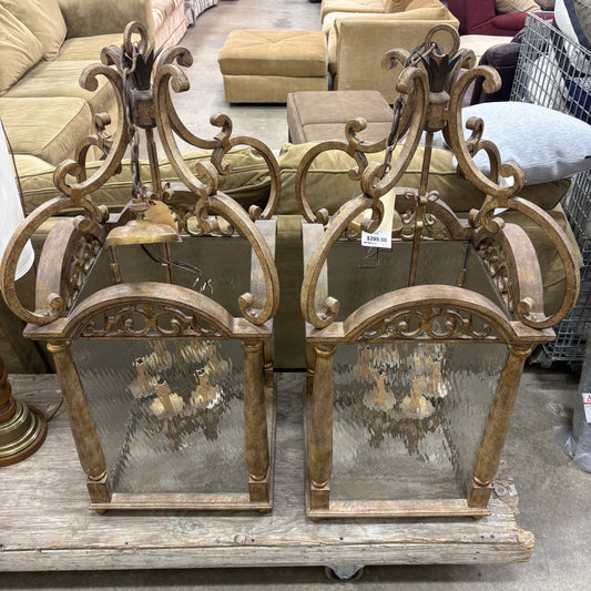 Gold Scroll Lantern Pendants