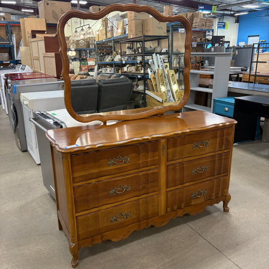 Vintage Wood Dresser w/ Mirror
