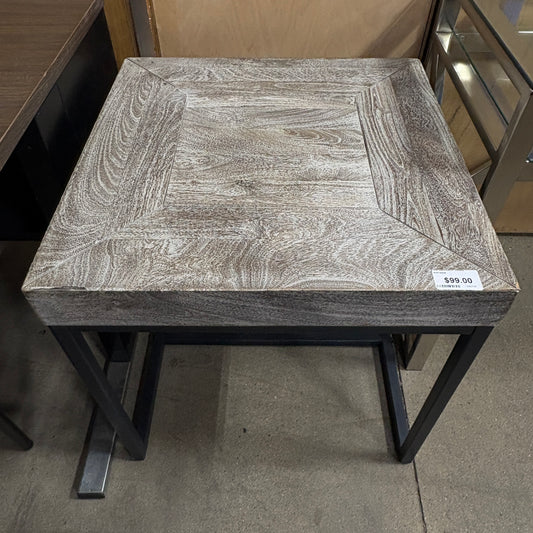 Whitewashed End Table