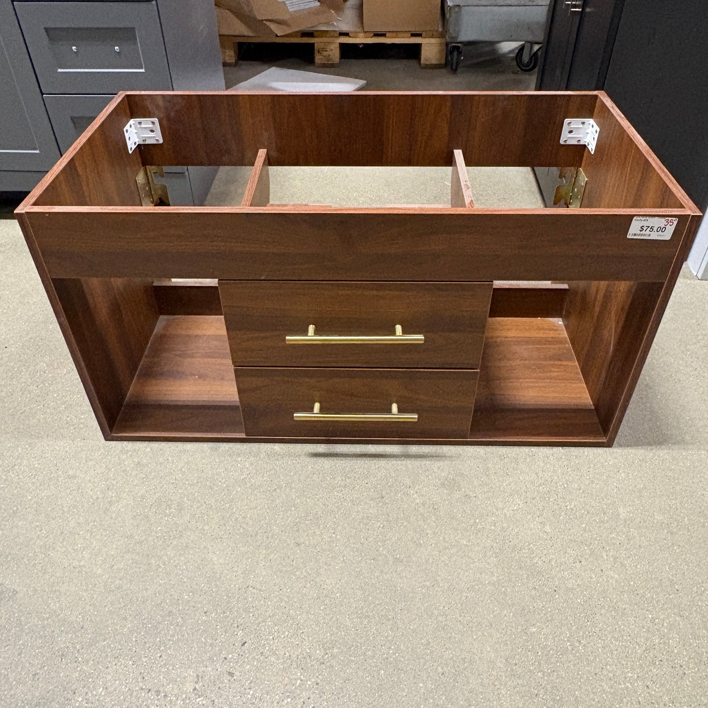 Walnut Open Vanity w/ Drawers