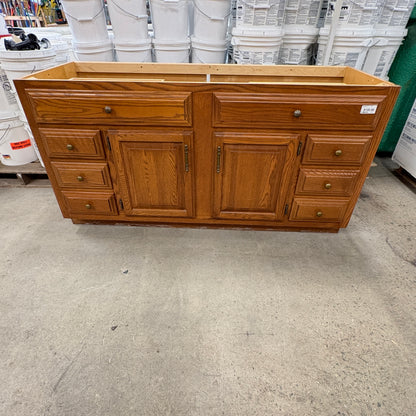 60" Oak Double Vanity Base