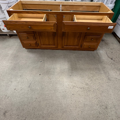 60" Oak Double Vanity Base