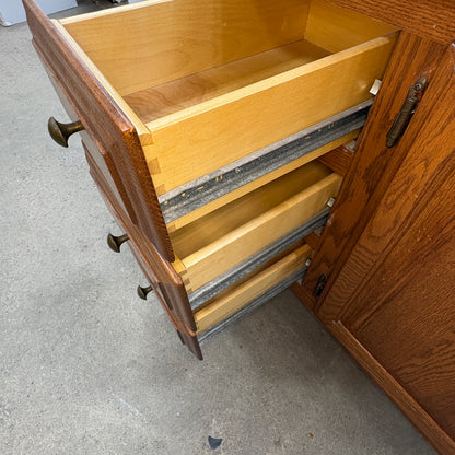 60" Oak Double Vanity Base