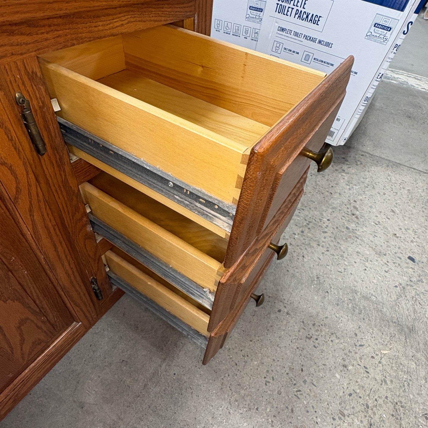 60" Oak Double Vanity Base