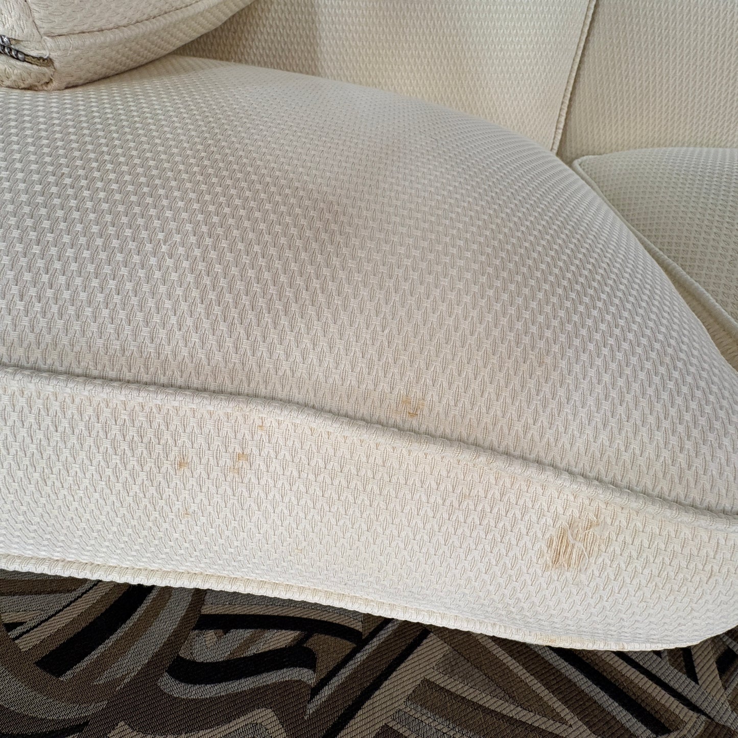 Cream Skirted 3-Seat Sofa FALSE
