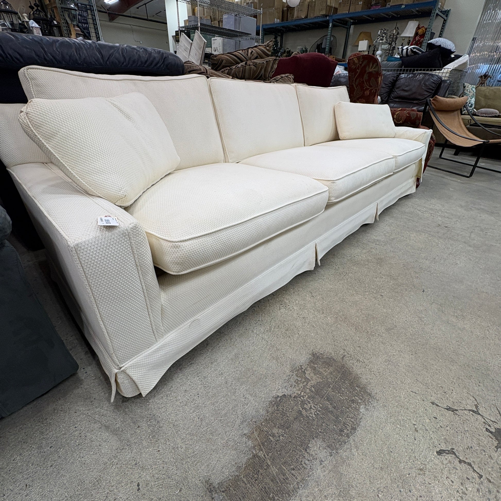 Cream Skirted 3-Seat Sofa FALSE