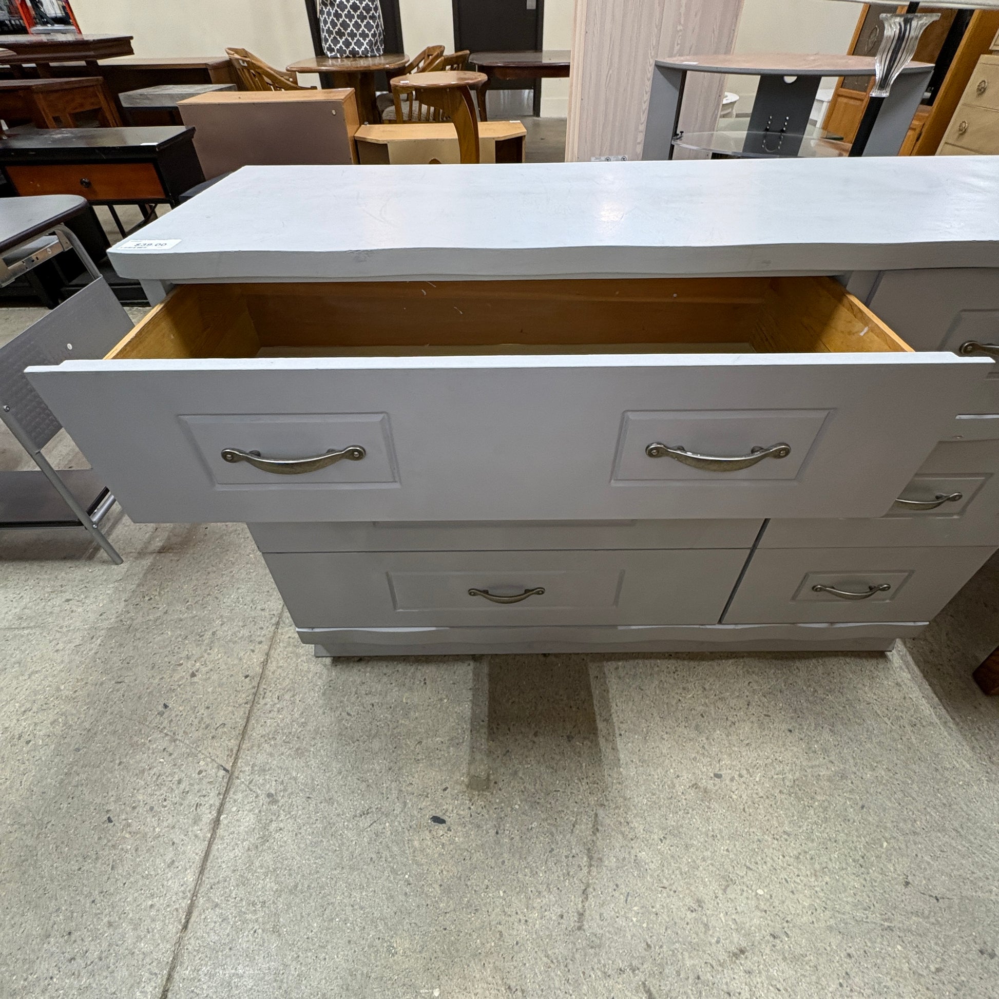 Gray Painted 6-Drawer Dresser
