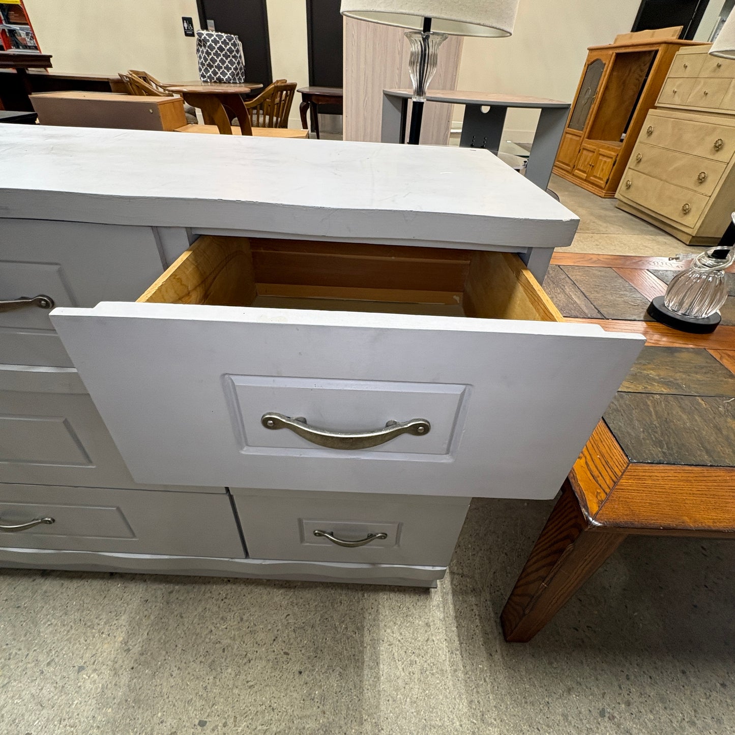 Gray Painted 6-Drawer Dresser