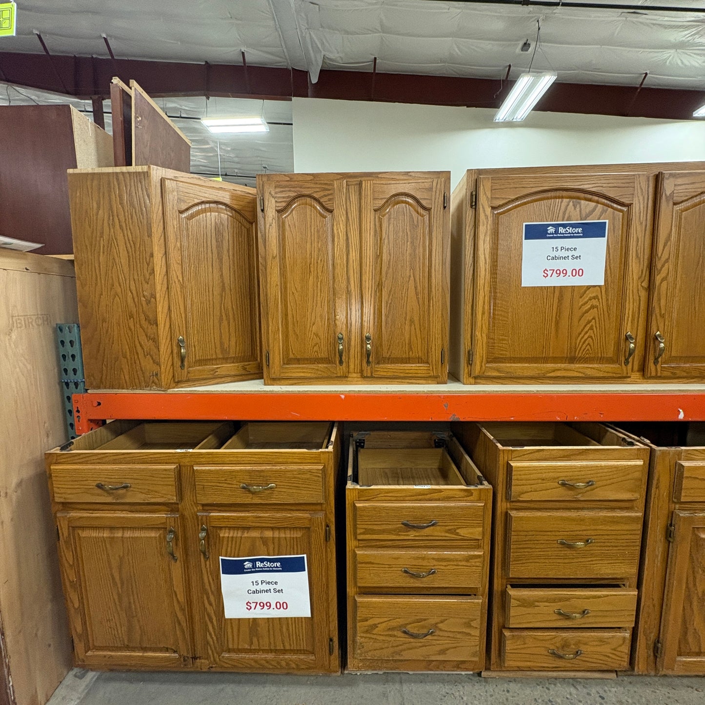 Oak 15-Piece Kitchen Cabinet Set FALSE
