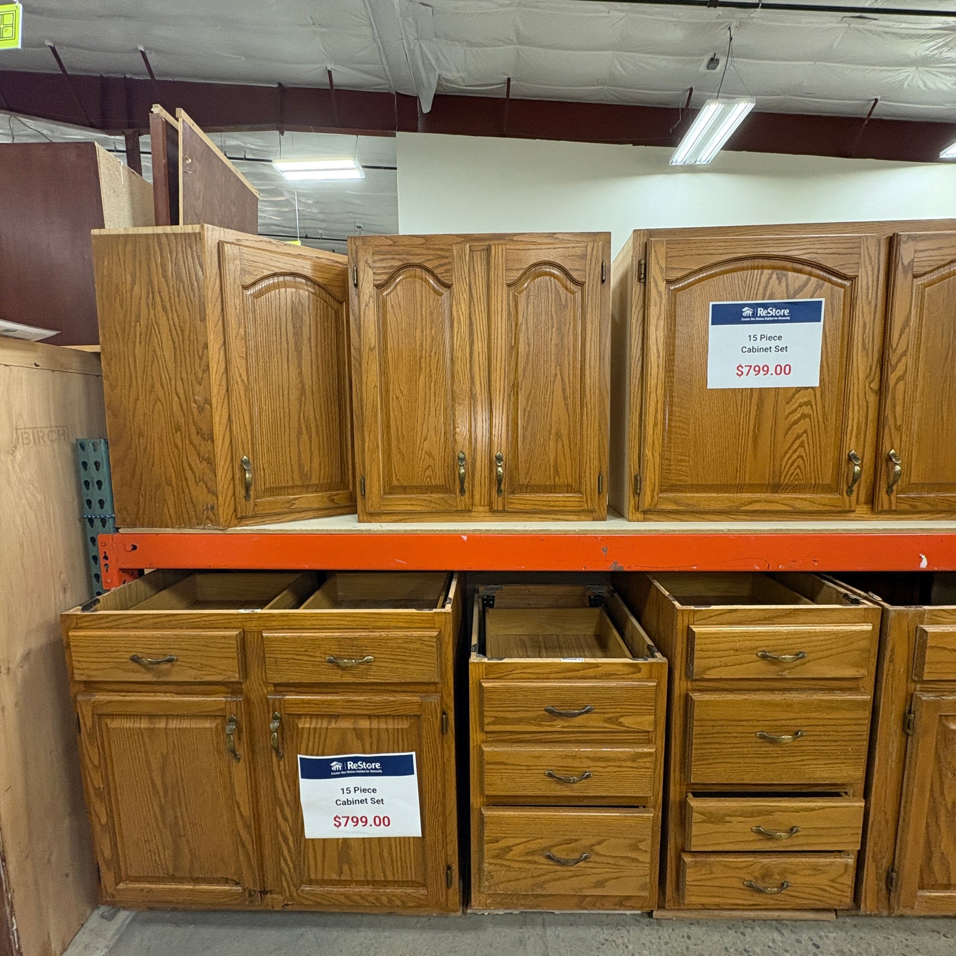 Oak 15-Piece Kitchen Cabinet Set FALSE