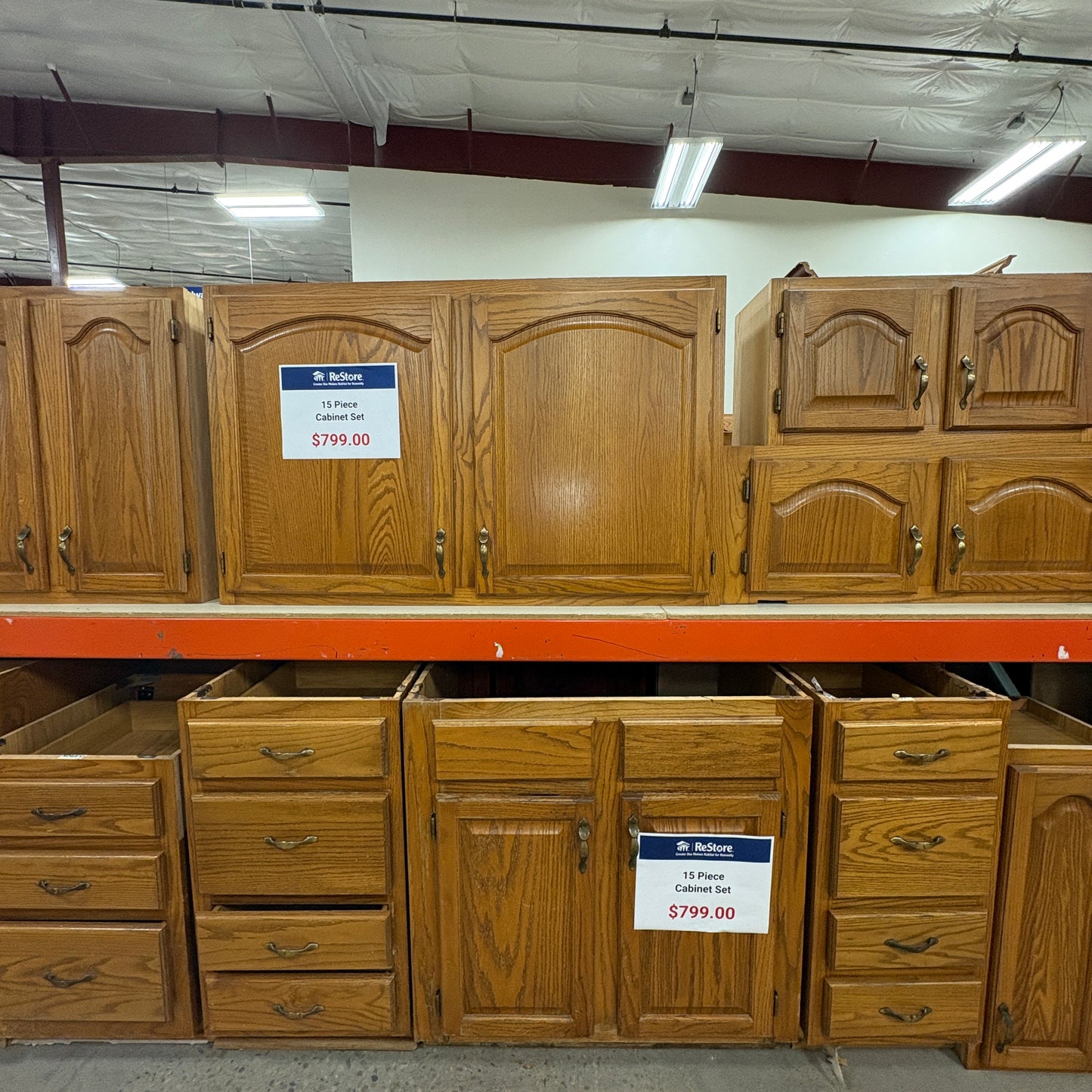 Oak 15-Piece Kitchen Cabinet Set FALSE