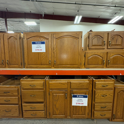 Oak 15-Piece Kitchen Cabinet Set FALSE