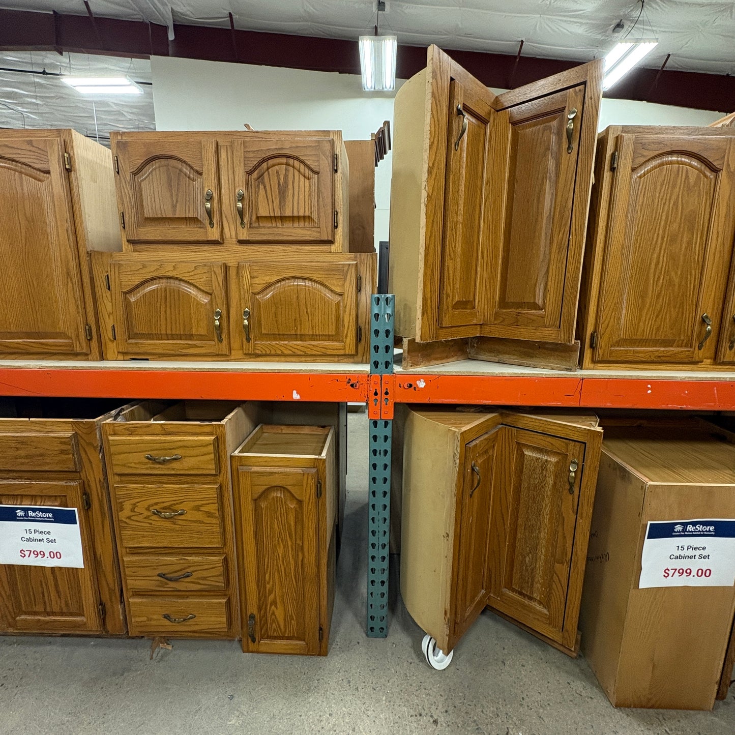 Oak 15-Piece Kitchen Cabinet Set FALSE