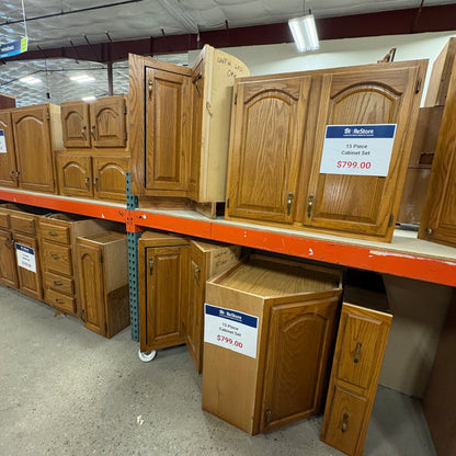 Oak 15-Piece Kitchen Cabinet Set FALSE