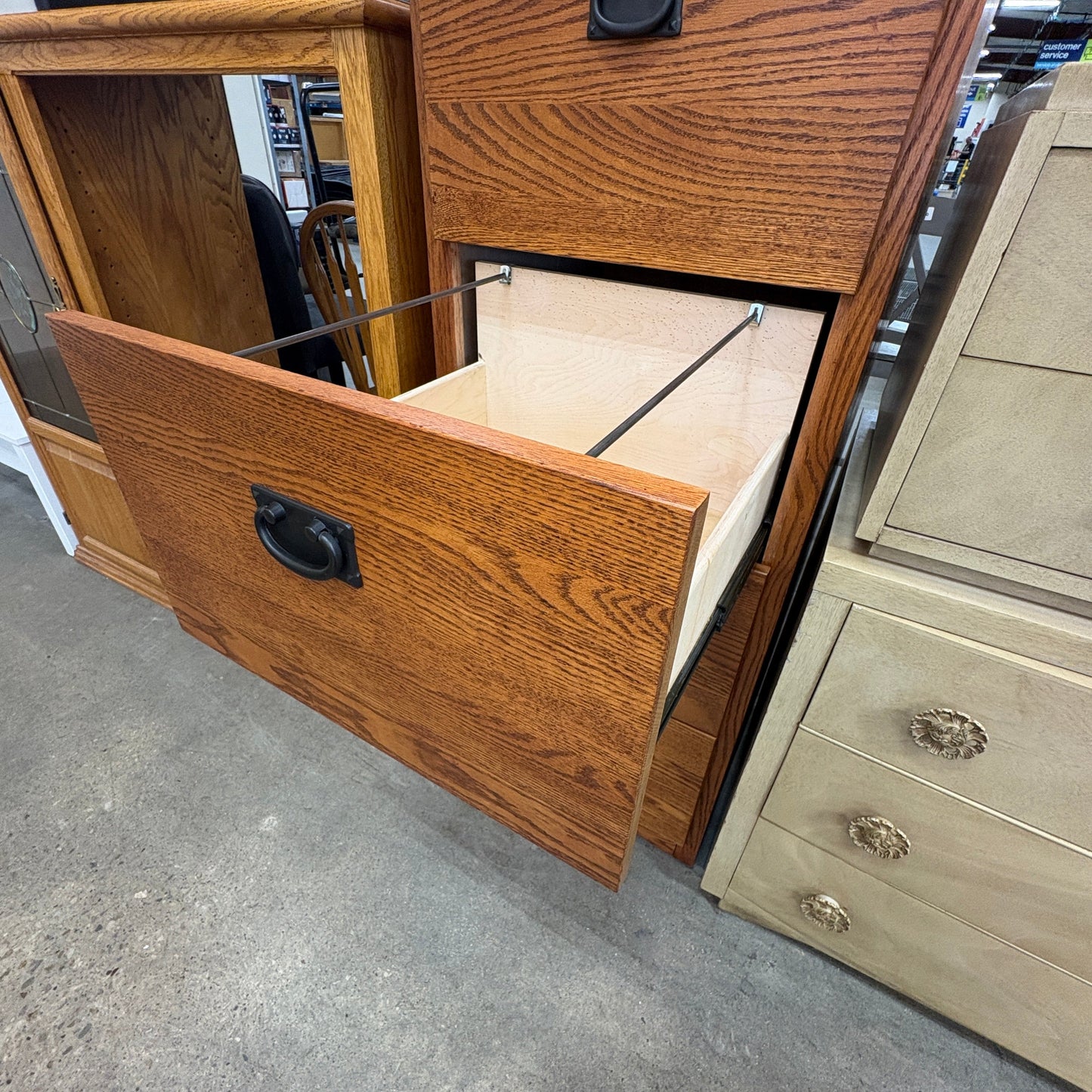 Oak 4-Drawer File Cabinet FALSE