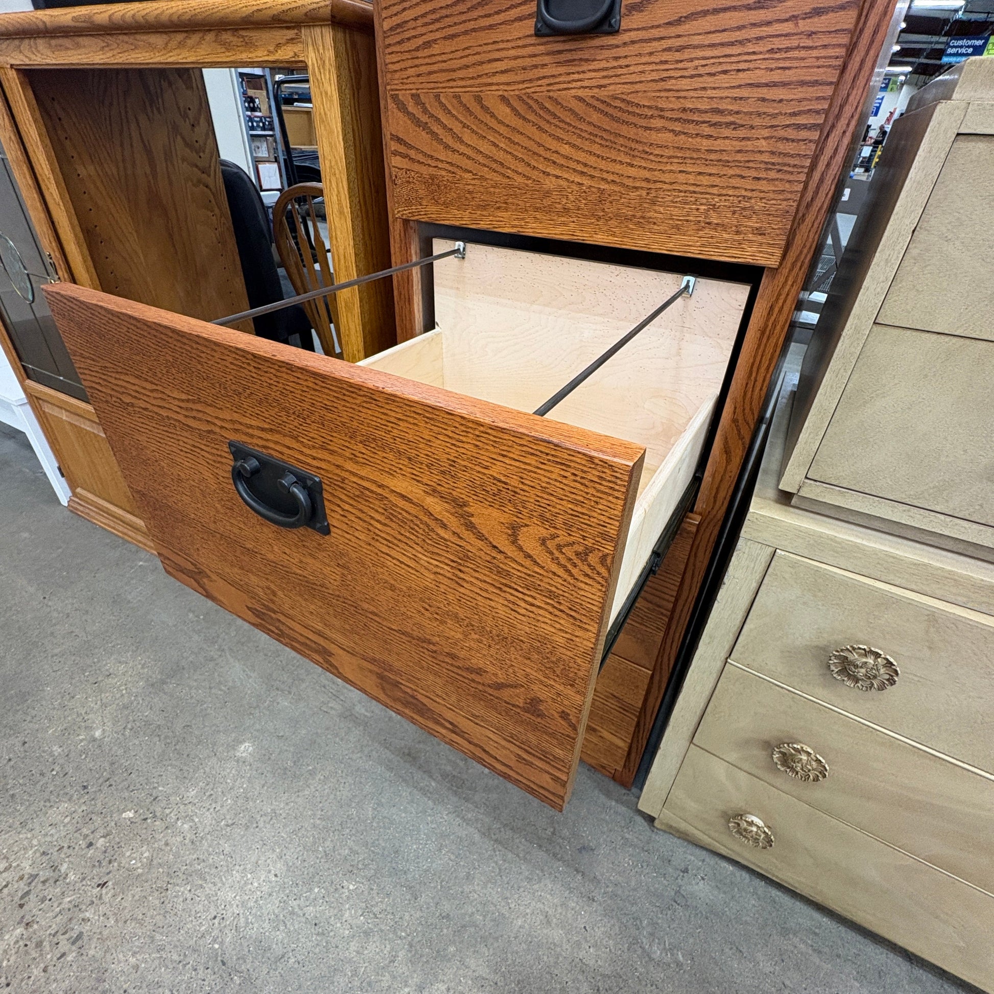 Oak 4-Drawer File Cabinet FALSE