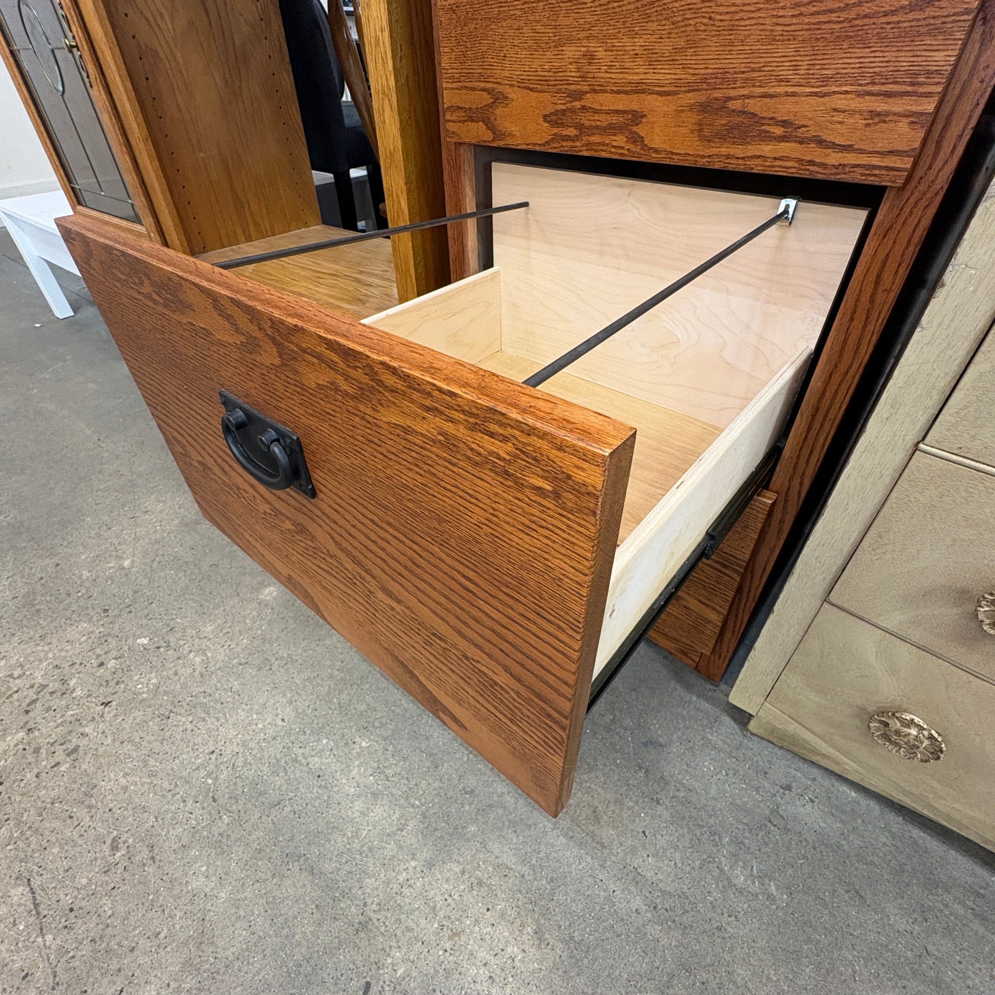 Oak 4-Drawer File Cabinet FALSE