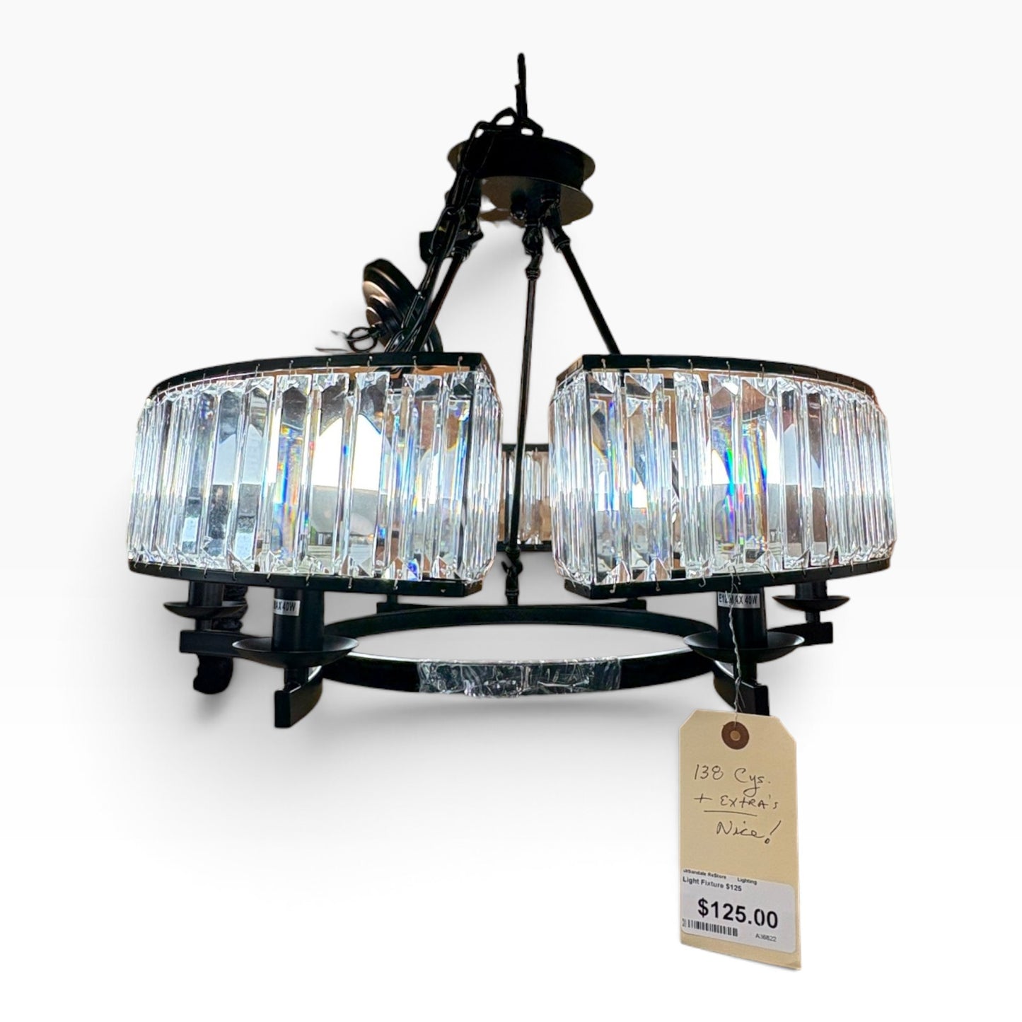 Black Crystal Drum Chandelier