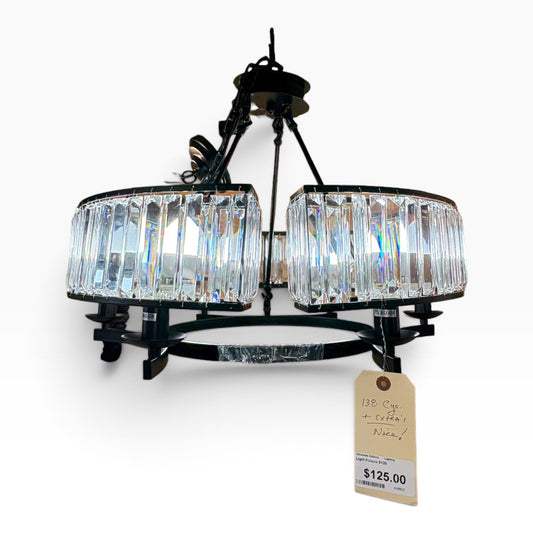 Black Crystal Drum Chandelier