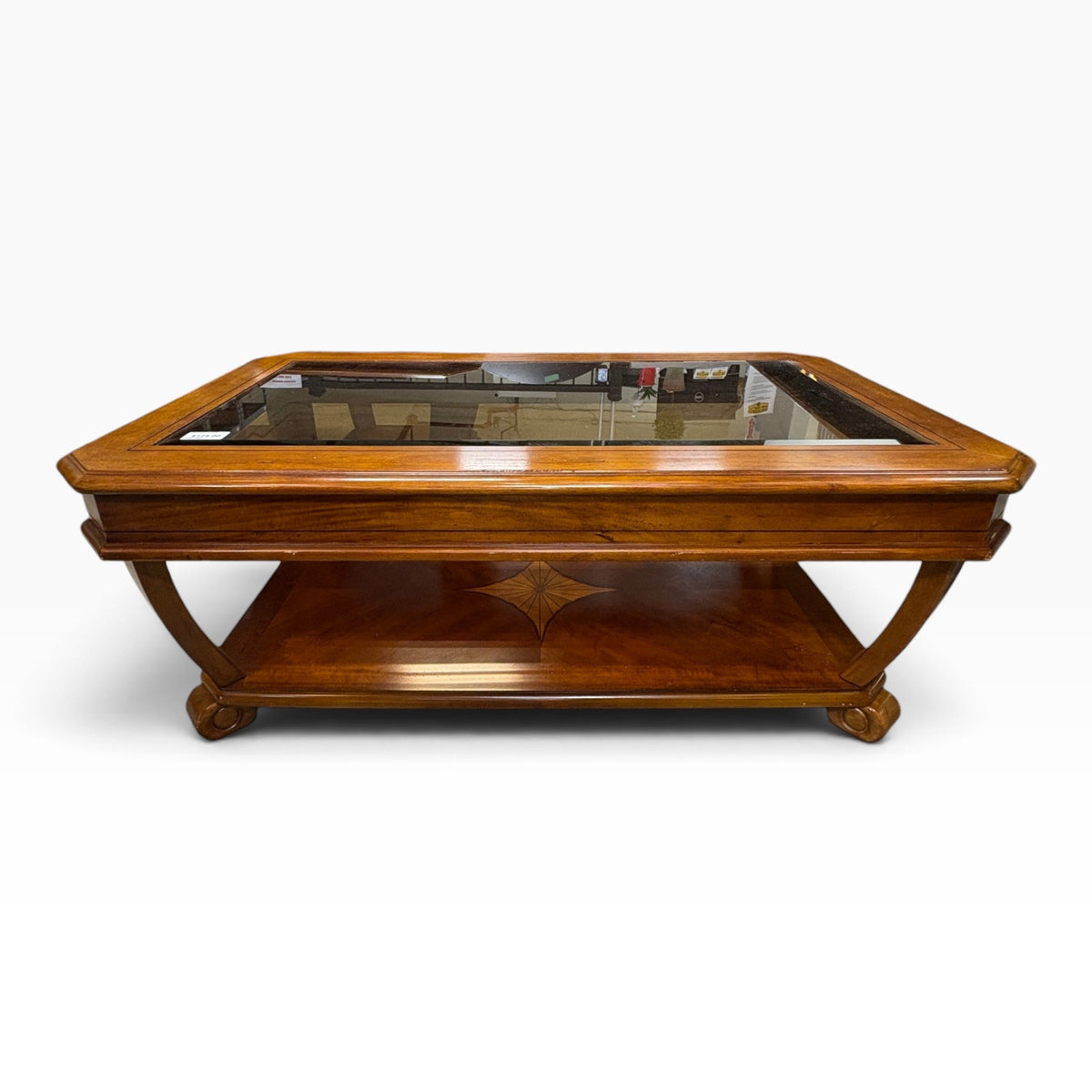 Cherry Glass-Top Coffee Table FALSE