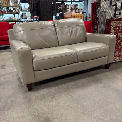 Taupe Leather Loveseat