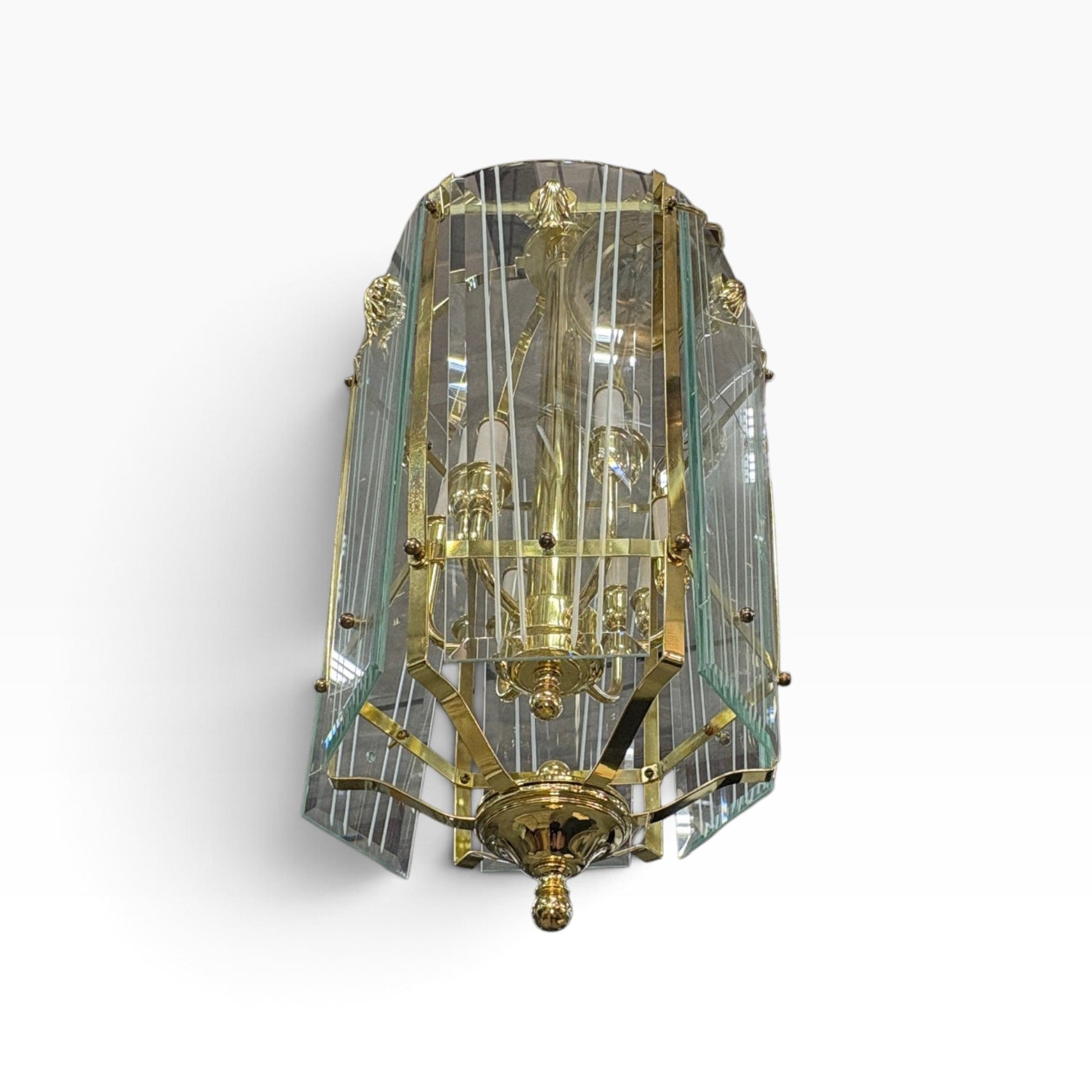 Brass Beveled Glass Lantern FALSE
