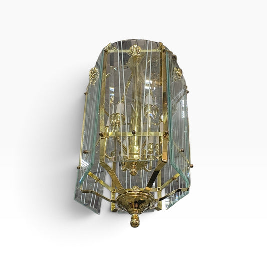 Brass Beveled Glass Lantern FALSE