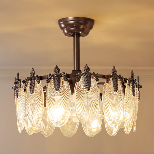 20" Bronze & Glass Fandelier