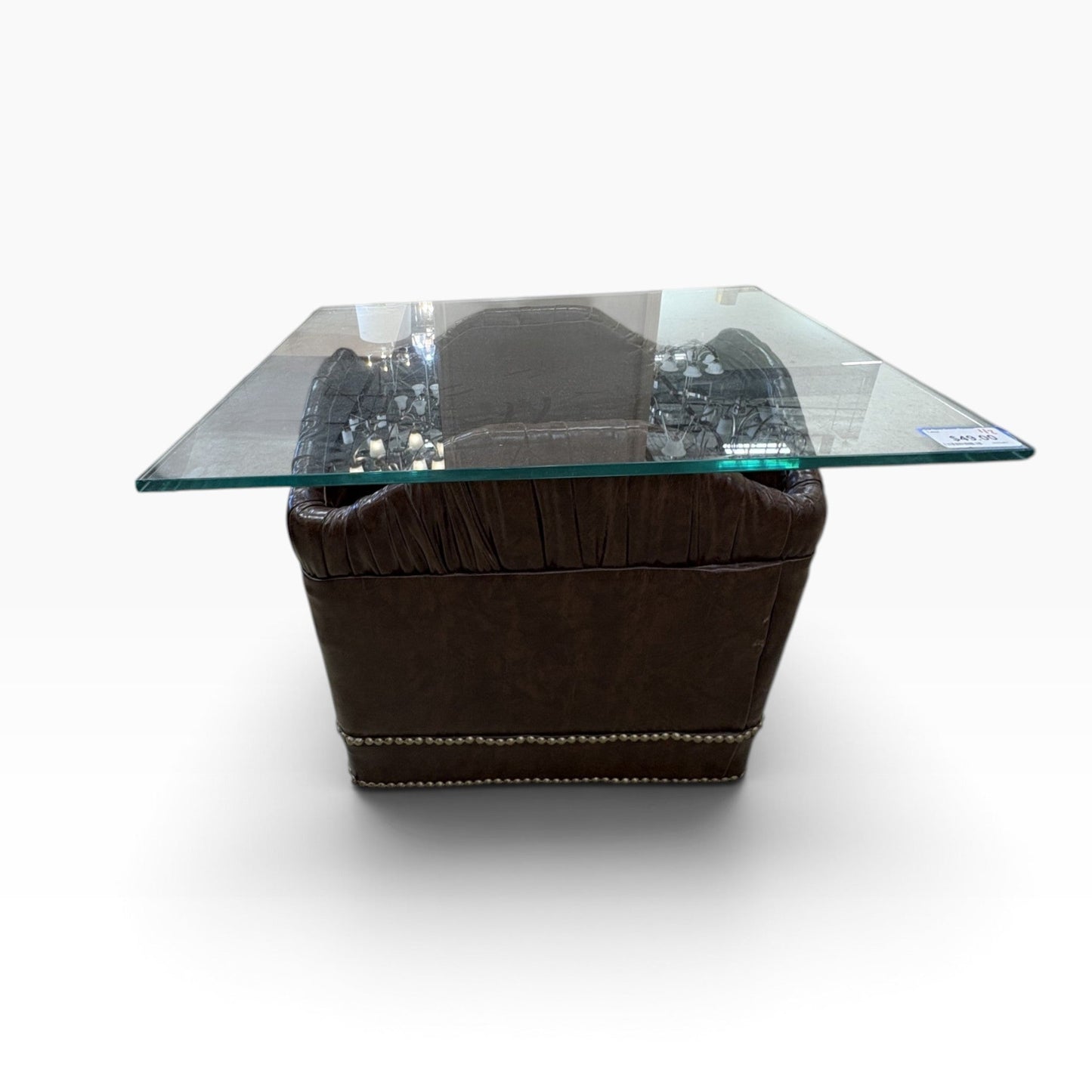 Leather Base Glass End Table