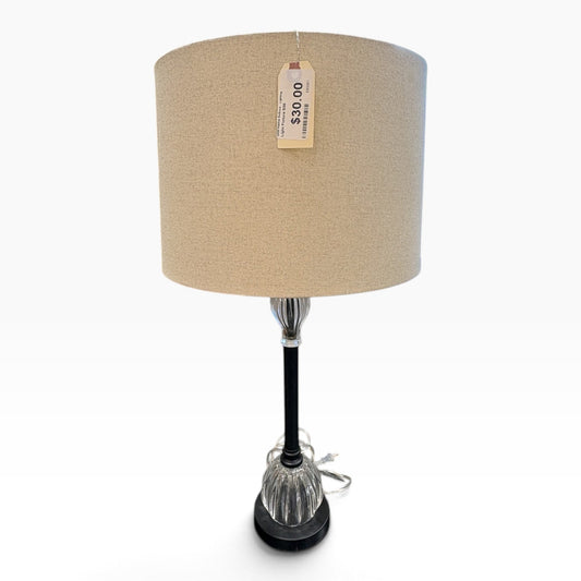 Glass Column Black Table Lamp
