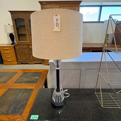 Glass Column Black Table Lamp
