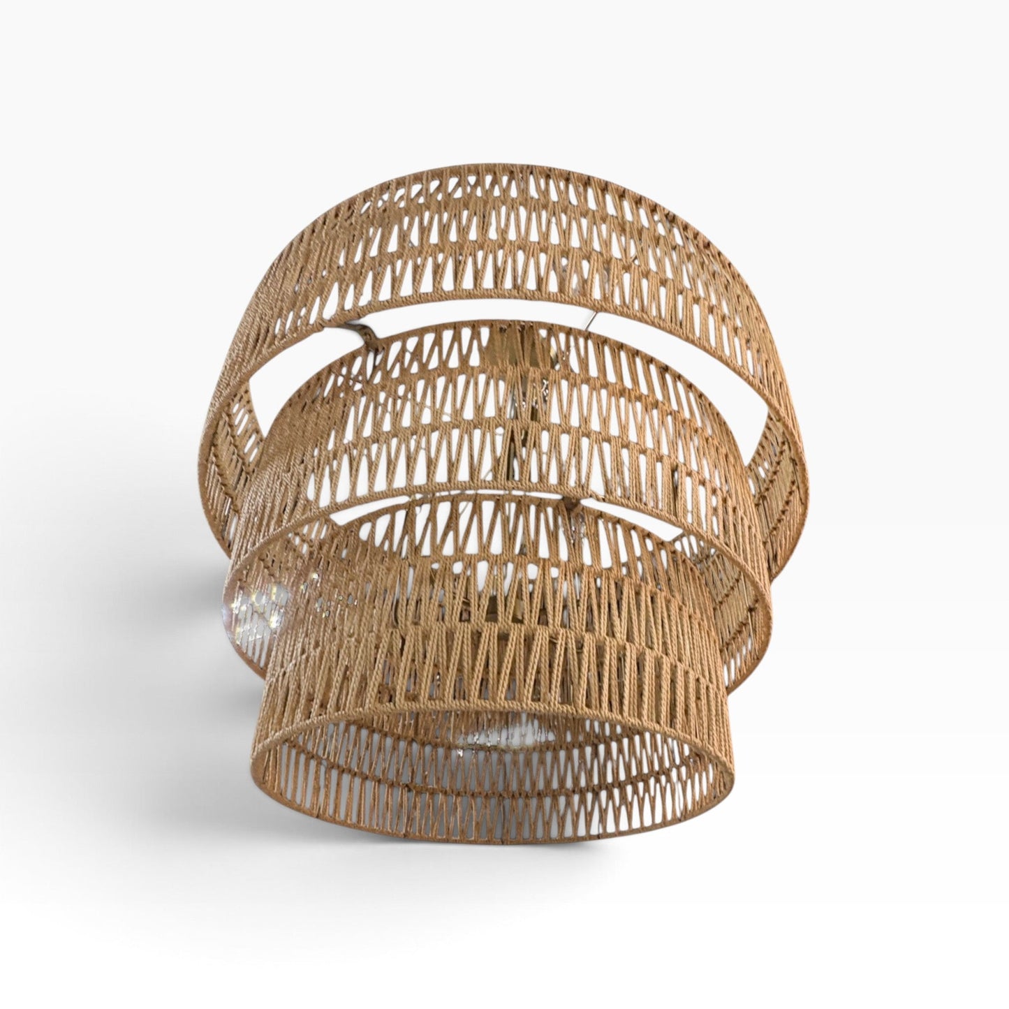 3-Tier Woven Rattan Chandelier